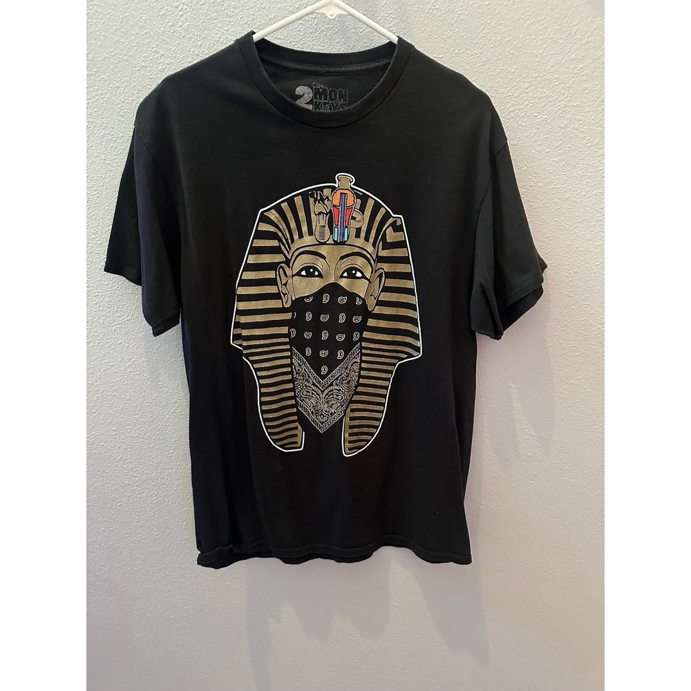 2 Monkeys Brand Men's T Shirt Golden Pharaoh Graphic Sz L Black